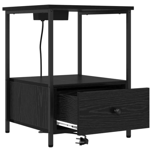  Éjjeliszekrény Töltőállomással 2 pcs Musta tammi Faanyag