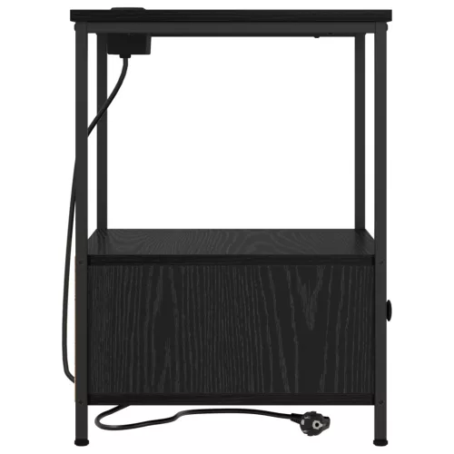  Éjjeliszekrény Töltőállomással 2 pcs Musta tammi Faanyag