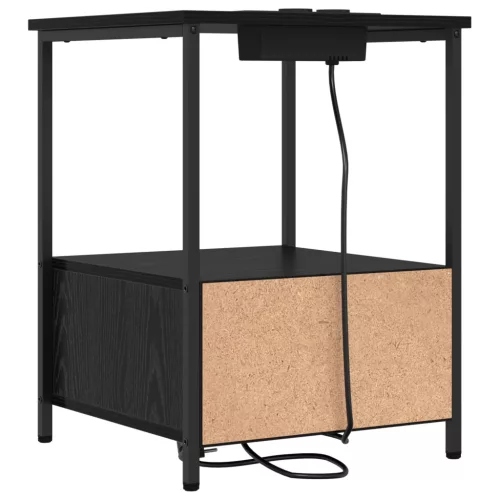  Éjjeliszekrény Töltőállomással 2 pcs Musta tammi Faanyag