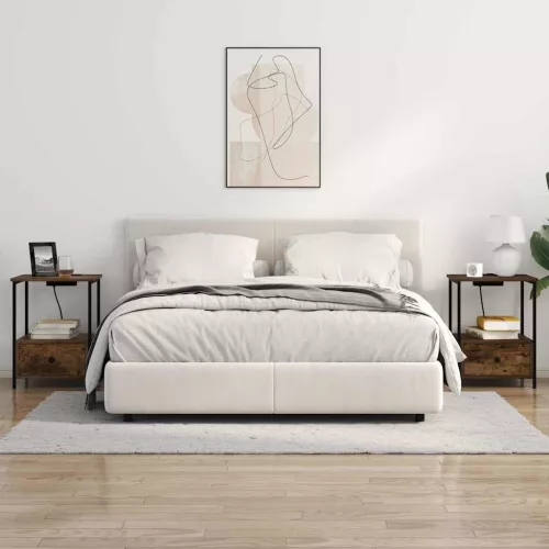  Éjjeliszekrény Töltőállomással fiókkal Füstölt tölgy Faanyag