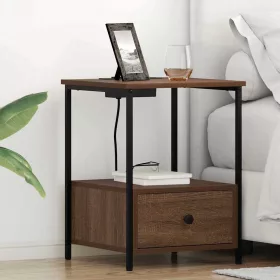    Éjjeliszekrény Töltőállomással 2 pcs barna tölgy Faanyag