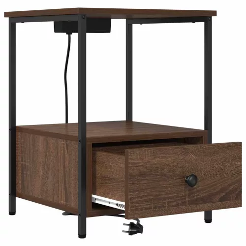  Éjjeliszekrény Töltőállomással 2 pcs barna tölgy Faanyag