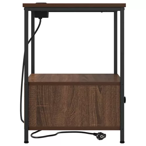  Éjjeliszekrény Töltőállomással 2 pcs barna tölgy Faanyag