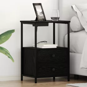    Éjjeliszekrény Töltőállomással 2 pcs Musta tammi Faanyag