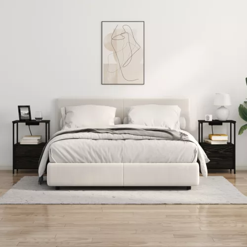  Éjjeliszekrény Töltőállomással 2 pcs Musta tammi Faanyag