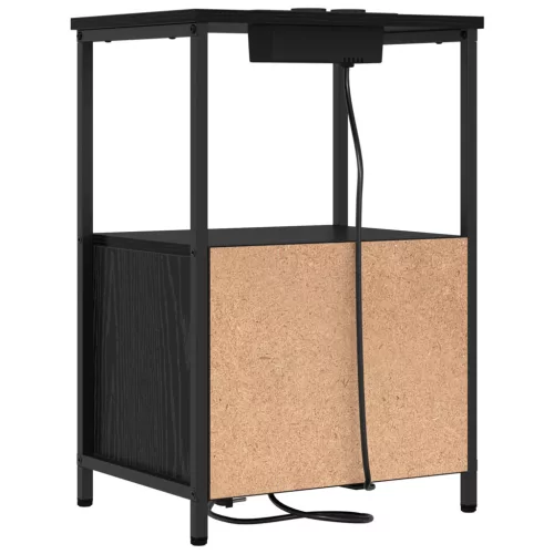  Éjjeliszekrény Töltőállomással 2 pcs Musta tammi Faanyag