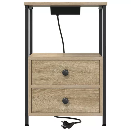  Éjjeliszekrény Töltőállomással 2 pcs sonoma tölgy Faanyag
