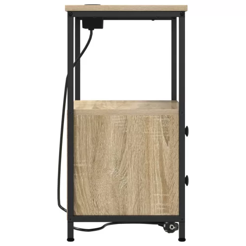  Éjjeliszekrény Töltőállomással 2 pcs sonoma tölgy Faanyag