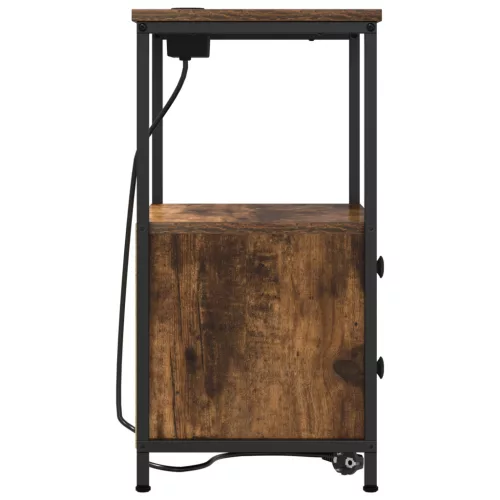  Éjjeliszekrény Töltőállomással 2 pcs Füstölt tölgy Faanyag