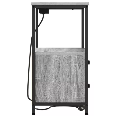  Éjjeliszekrény Töltőállomással 2 pcs Szürke sonoma Faanyag