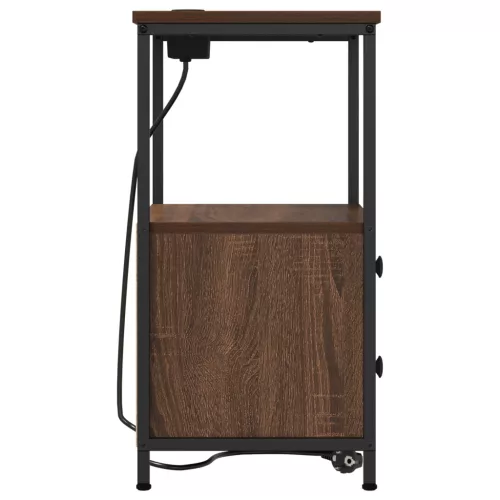  Éjjeliszekrény Töltőállomással fiókkal tárolóval barna tölgy Faanyag