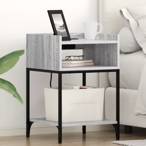  Éjjeliszekrény polcokkal tárolóval Szürke sonoma 40 x 40 x 61 cm Faanyag