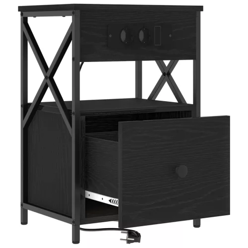  Éjjeliszekrény fiókkal Musta tammi 40 x 31 x 60 cm Faanyag