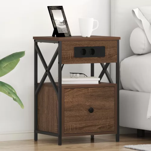  Éjjeli Szekrények 2 pcs barna tölgy 40 x 31 x 60 cm Faanyag