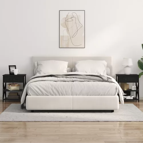  Éjjeliszekrény Töltőállomással polcokkal tárolóval Musta tammi Faanyag