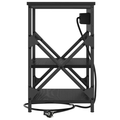  Éjjeliszekrény Töltőállomással polcokkal tárolóval Musta tammi Faanyag