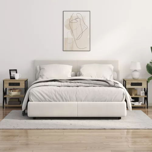  Éjjeliszekrény Töltőállomással 2 pcs sonoma tölgy Faanyag