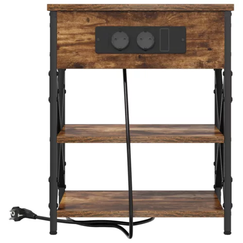  Éjjeliszekrény Töltőállomással polcokkal tárolóval Füstölt tölgy Faanyag