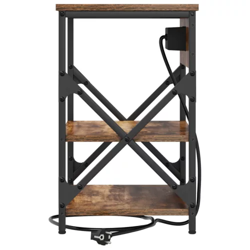  Éjjeliszekrény Töltőállomással polcokkal tárolóval Füstölt tölgy Faanyag