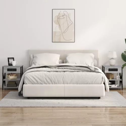  Éjjeliszekrény Töltőállomással 2 pcs Szürke sonoma Faanyag