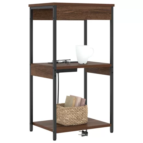  Éjjeliszekrény Töltőállomással polcokkal tárolóval barna tölgy Faanyag