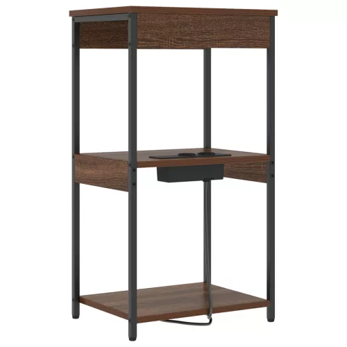  Éjjeliszekrény Töltőállomással polcokkal tárolóval barna tölgy Faanyag