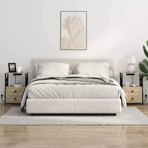  Éjjeliszekrény Töltőállomással fiókkal sonoma tölgy Faanyag