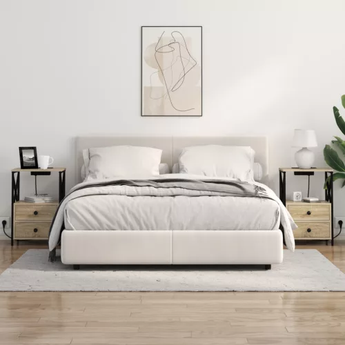  Éjjeliszekrény Töltőállomással 2 pcs sonoma tölgy Faanyag