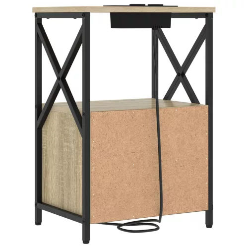  Éjjeliszekrény Töltőállomással 2 pcs sonoma tölgy Faanyag