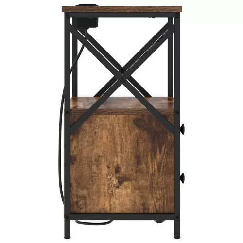  Éjjeliszekrény Töltőállomással fiókkal Füstölt tölgy Faanyag