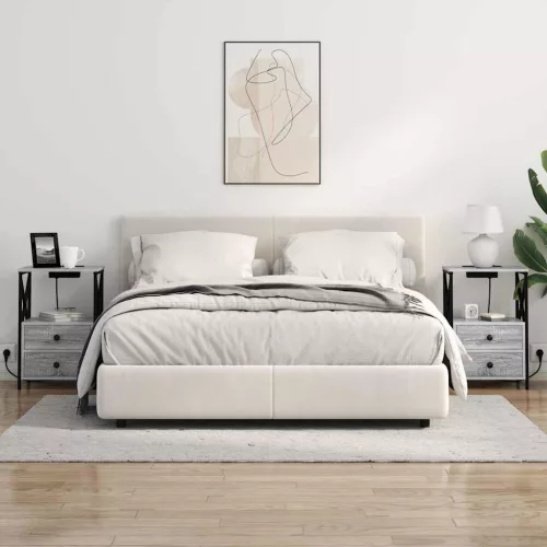  Éjjeliszekrény Töltőállomással 2 pcs Szürke sonoma Faanyag