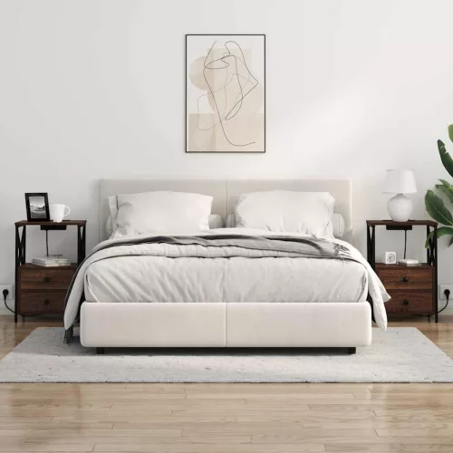  Éjjeliszekrény Töltőállomással 2 pcs barna tölgy Faanyag