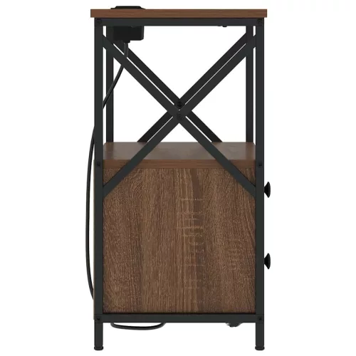  Éjjeliszekrény Töltőállomással 2 pcs barna tölgy Faanyag