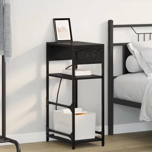  Éjjeliszekrény fiókkal Musta tammi 40 x 27 x 76 cm Faanyag