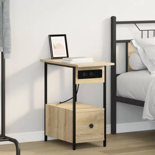  Éjjeliszekrény fiókkal sonoma tölgy 60 x 30 x 61 cm Faanyag