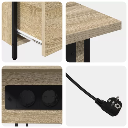  Éjjeliszekrény fiókkal sonoma tölgy 60 x 30 x 61 cm Faanyag