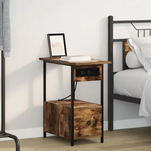  Éjjeliszekrény fiókkal Füstölt tölgy 60 x 30 x 61 cm Faanyag