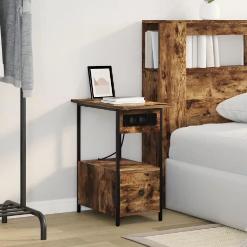  Éjjeliszekrény fiókkal Füstölt tölgy 60 x 30 x 61 cm Faanyag