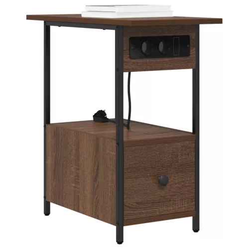  Éjjeliszekrény fiókkal barna tölgy 60 x 30 x 61 cm Faanyag