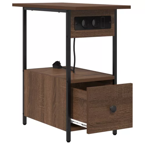  Éjjeliszekrény fiókkal barna tölgy 60 x 30 x 61 cm Faanyag