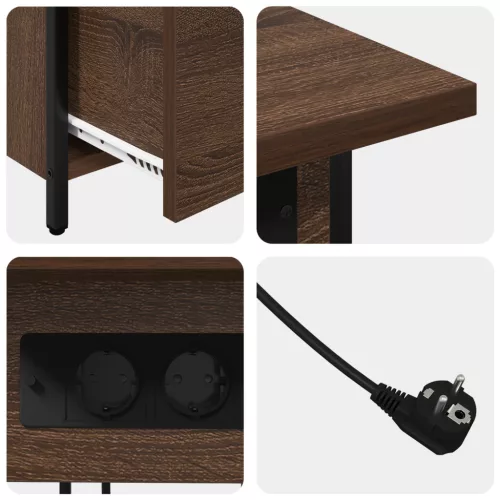  Éjjeliszekrény fiókkal barna tölgy 60 x 30 x 61 cm Faanyag