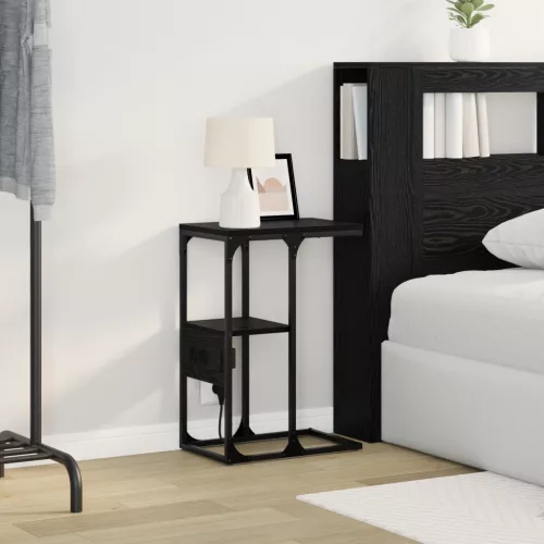  Éjjeli asztal fiókkal Musta tammi 41.5 x 26 x 60.5 cm Faanyag