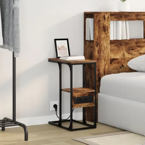  Éjjeli asztal fiókkal Füstölt tölgy 41.5 x 26 x 60.5 cm Faanyag