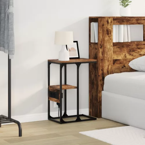  Éjjeli asztal fiókkal Füstölt tölgy 41.5 x 26 x 60.5 cm Faanyag