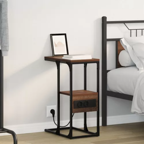  Éjjeli asztal fiókkal barna tölgy 41.5 x 26 x 60.5 cm Faanyag