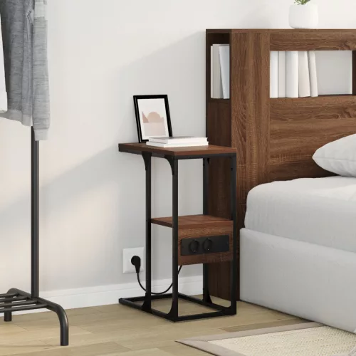  Éjjeli asztal fiókkal barna tölgy 41.5 x 26 x 60.5 cm Faanyag