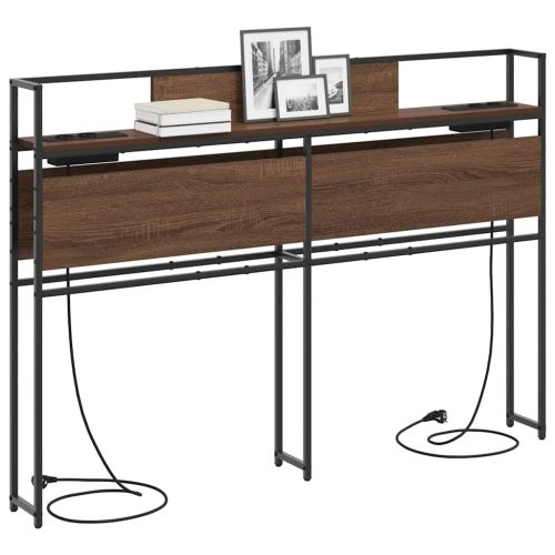  Tároló fejtámla polcokkal fejtámlával barna tölgy 98 cm Faanyag