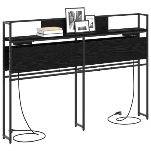  Tároló fejtámla fejtámlával tárolóval Musta tammi 160 cm Faanyag