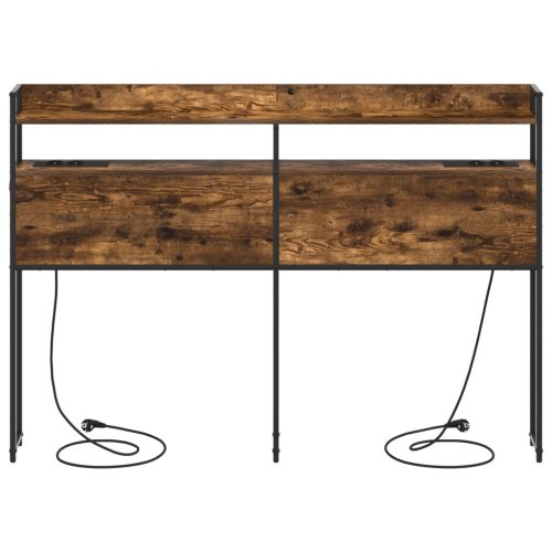  Tároló fejtámla LED -es lámpákkal polcokkal Falra szerelhető fejtámlával tárolóval Füstölt tölgy 160 cm Faanyag