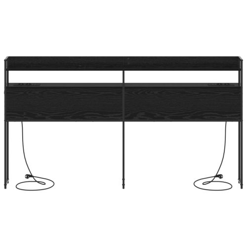  Tároló fejtámla LED -es lámpákkal polcokkal Falra szerelhető fejtámlával Musta tammi 180 cm Faanyag